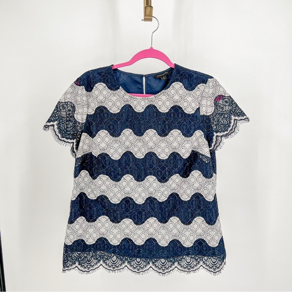 Banana Republic Blue Striped Lace Lined Top